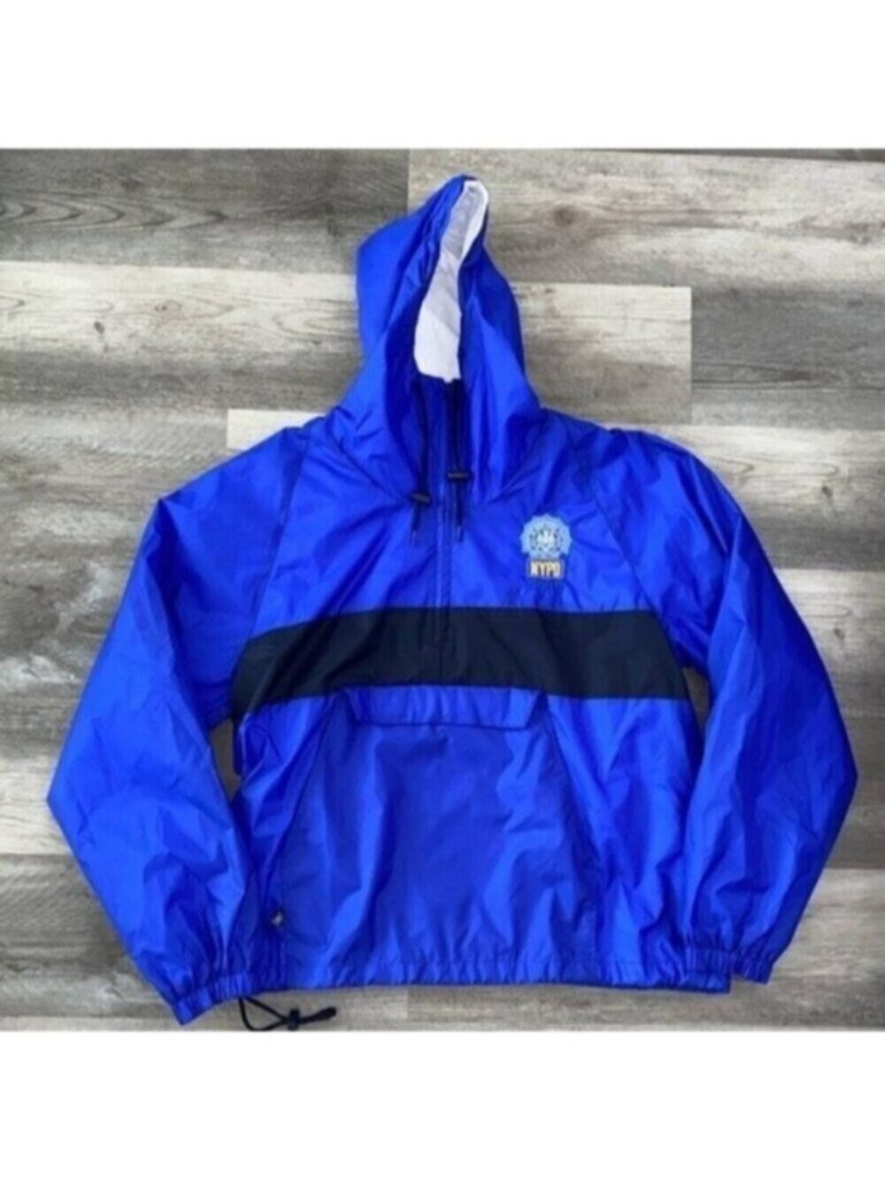 VTG NYPD BLUE Detective Jacket Anorak Hooded Blue Black Halloween Crew Swag XL
